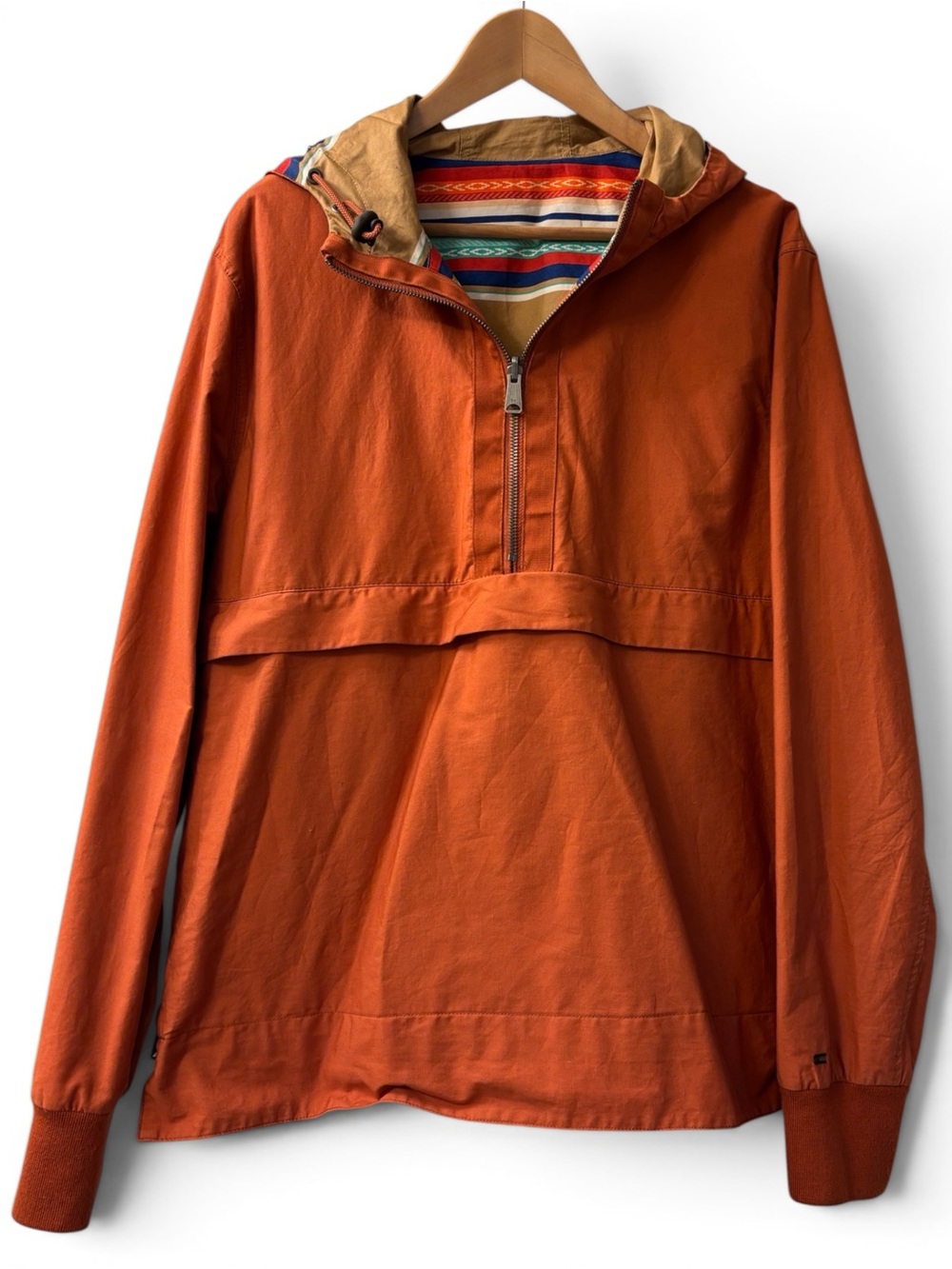 Tommy Hilfiger Orange and Multi-Stripe Kangaroo Pocket Anorak Jacket